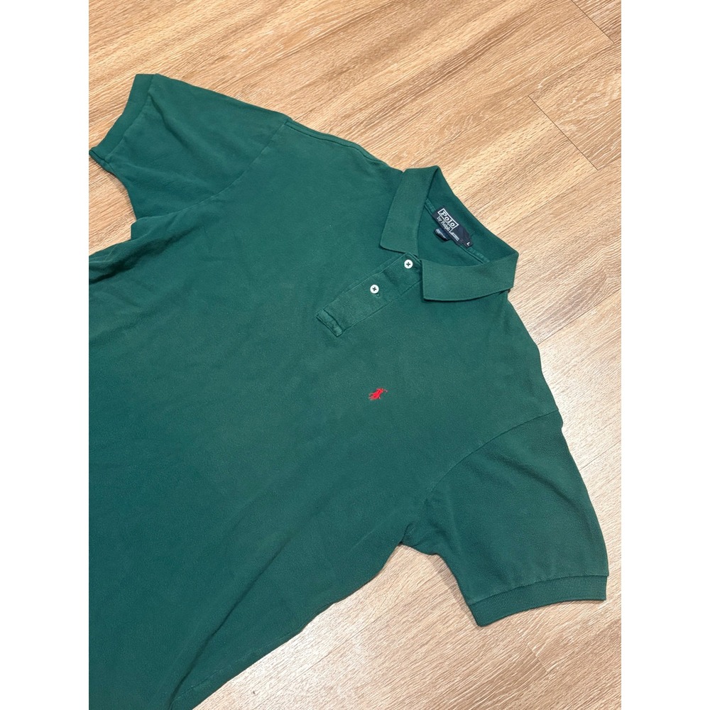 Vintage Polo Ralph Lauren Mens Green Short Sleeve Polo Shirt Made in USA Large
